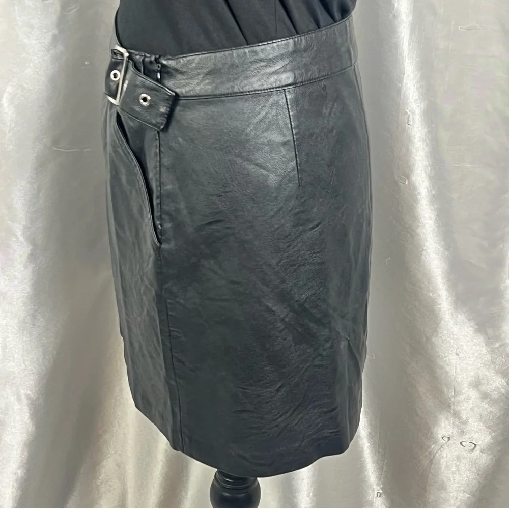 ZARA TRF Black Faux Leather Mini Moto Skirt Size M | Edgy Streetwear Night Out
